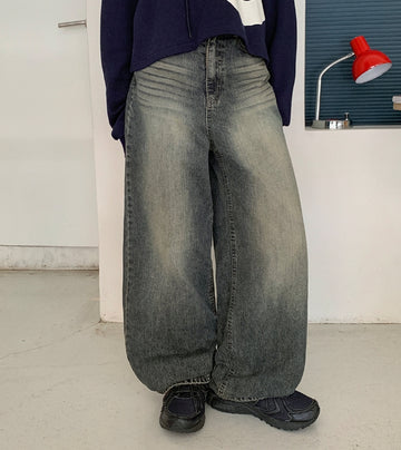 Akiko Cat Washing Wide Denim Pants